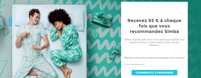 Parrainage Simba : 65 EUR de bon cadeau Amazon à chaque vente