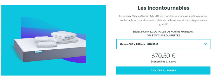 Offre groupée Simba : 30% de remise sur des packs avec matelas