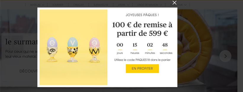 Eve Matelas offre une réduction de 100€ pour Pâques 2018