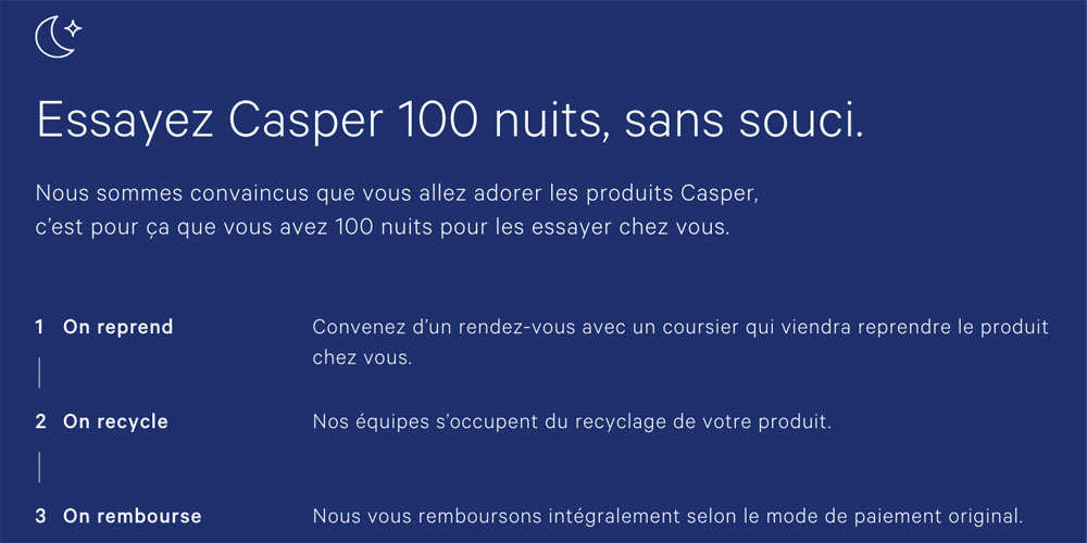 casper 100 jours d'essai
