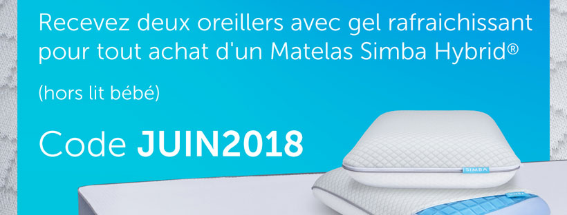 Simba offre 2 oreillers à gel rafraichissant pour l’achat d’un matelas