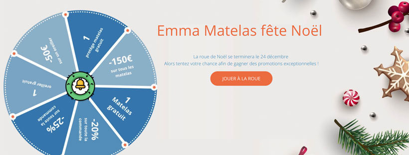 Emma offre des matelas gratuitement avec la roue de Noël